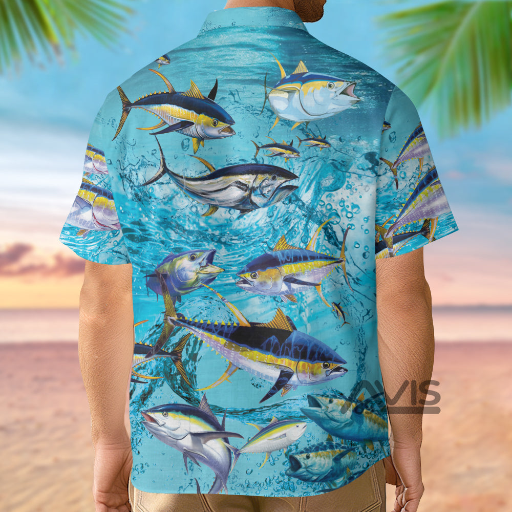 Fishing Tuna Fish In The Blue Sea - Hawaiian Shirt