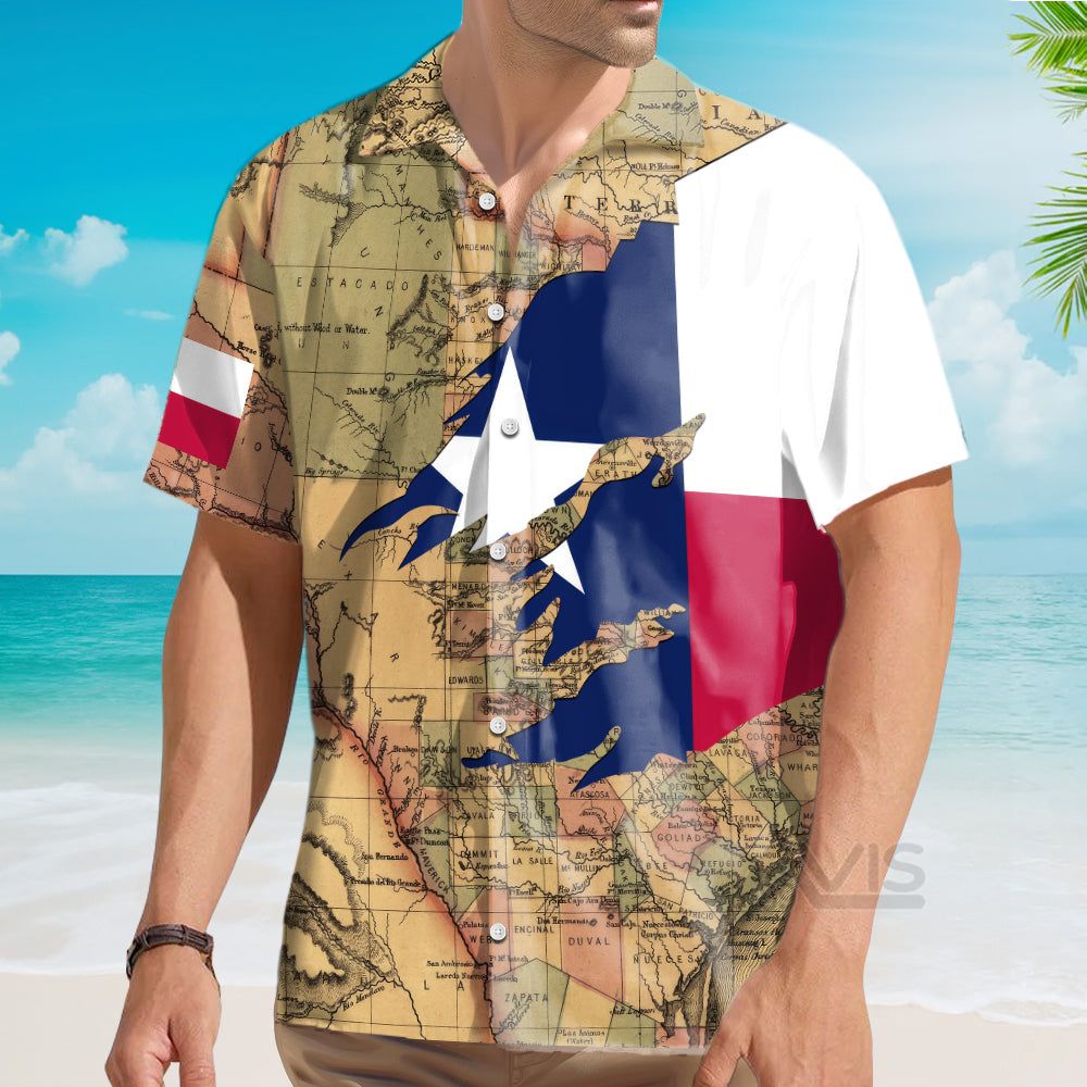 Patriotic Texas Flag Proud Map -  Hawaiian Shirt
