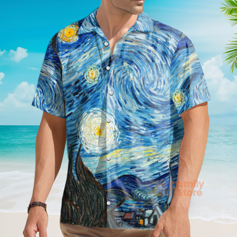 Retro Van Gogh The Starry Night - Hawaiian Shirt