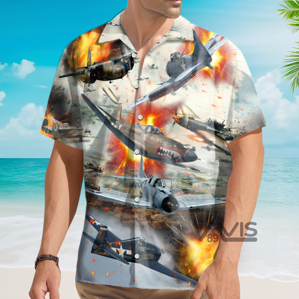Combat Aircraft Fire War - Hawaiian Shirt