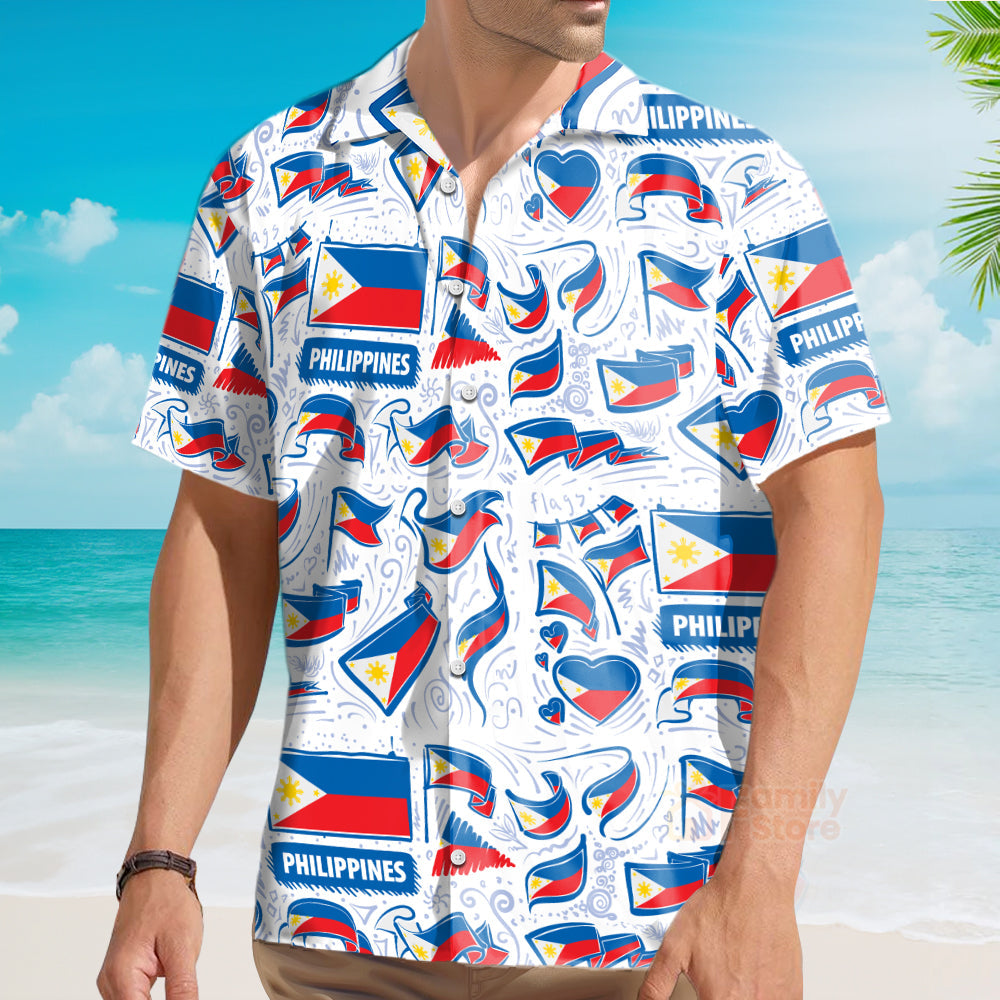 Philippines Flag Pattern Hawaiian Shirt For Men & Women