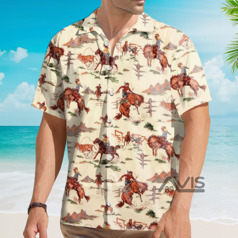 Western Retro Cowboy - Hawaiian Shirt