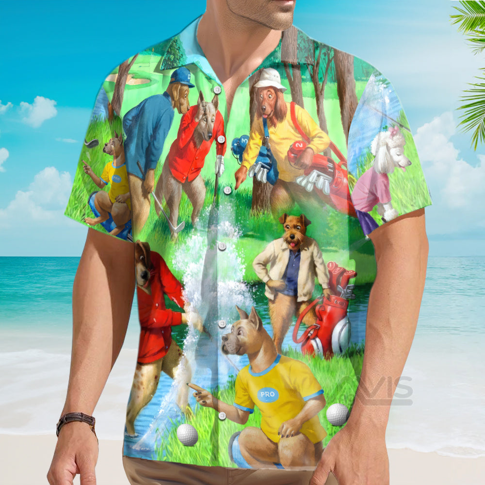 Golf Dog Cool Lover Golf Art Style - Gift For Dog Lovers - Hawaiian Shirt