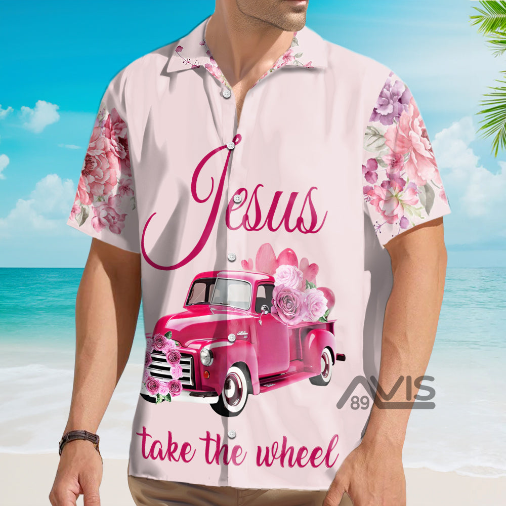 Car Faith-Inspired Take The Wheel Pink Aloha - Hawaiian Shirt