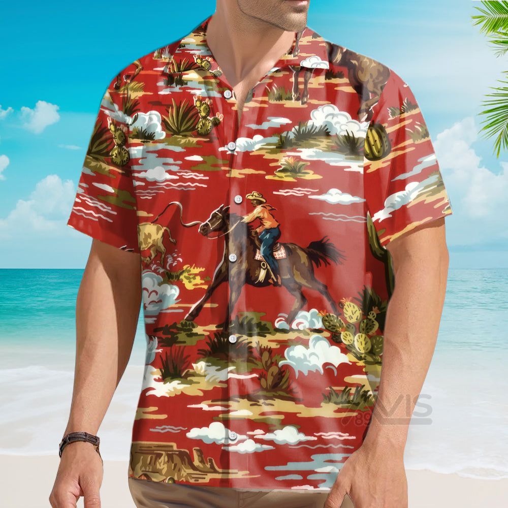 Cowboy Equestrian Cactus Red - Hawaiian Shirt
