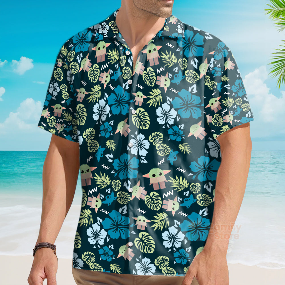 Stwa The Mandalorian Grogu Baby Yoda Leaves Hawaiian Shirt