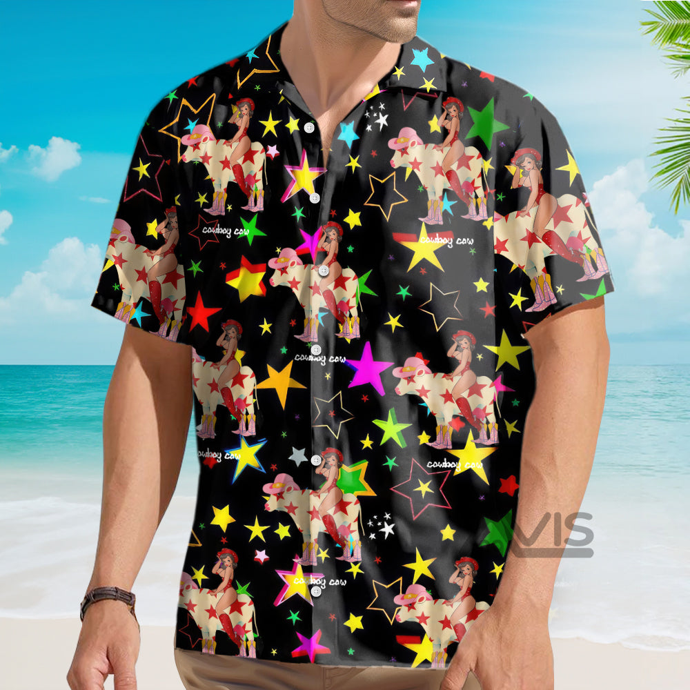 Retro Western Cowgirl Black - Hawaiian Shirt