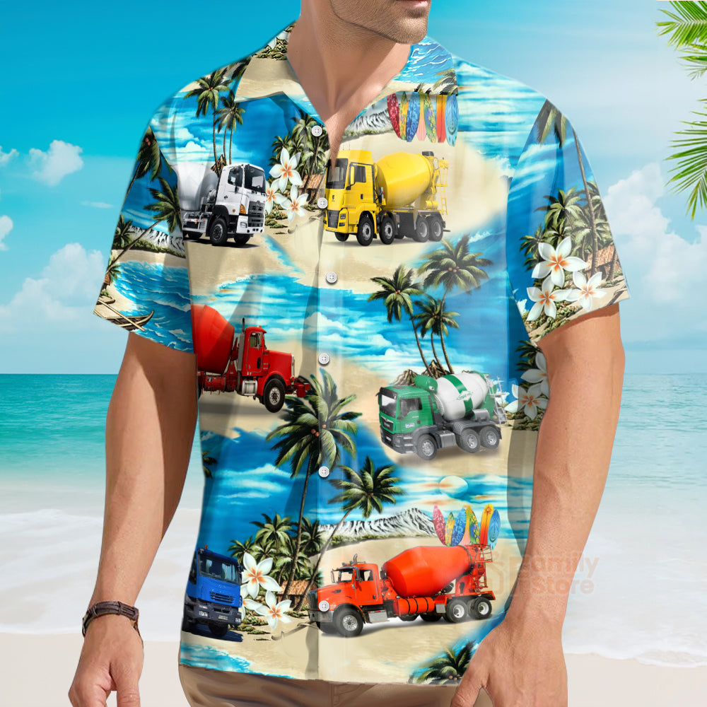 Concrete Mixer Truck Aloha - Hawaiian Shirts