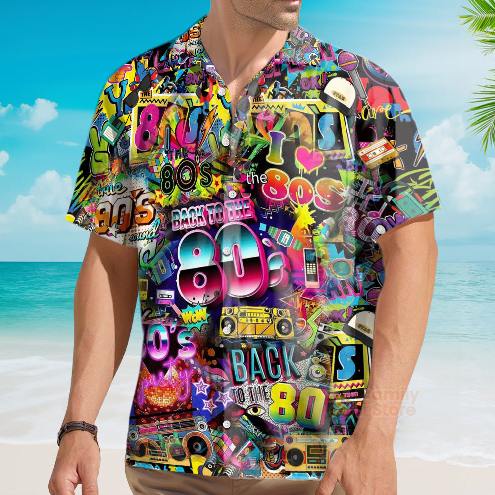 Back To The 80s Music Party Color Lights Hawaiian Shirts