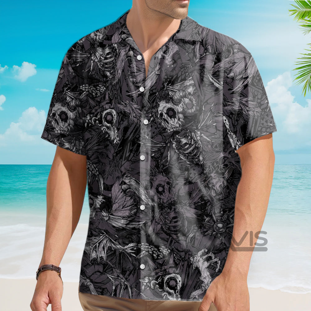 Mens Casual Skull Evil - Hawaiian Shirt