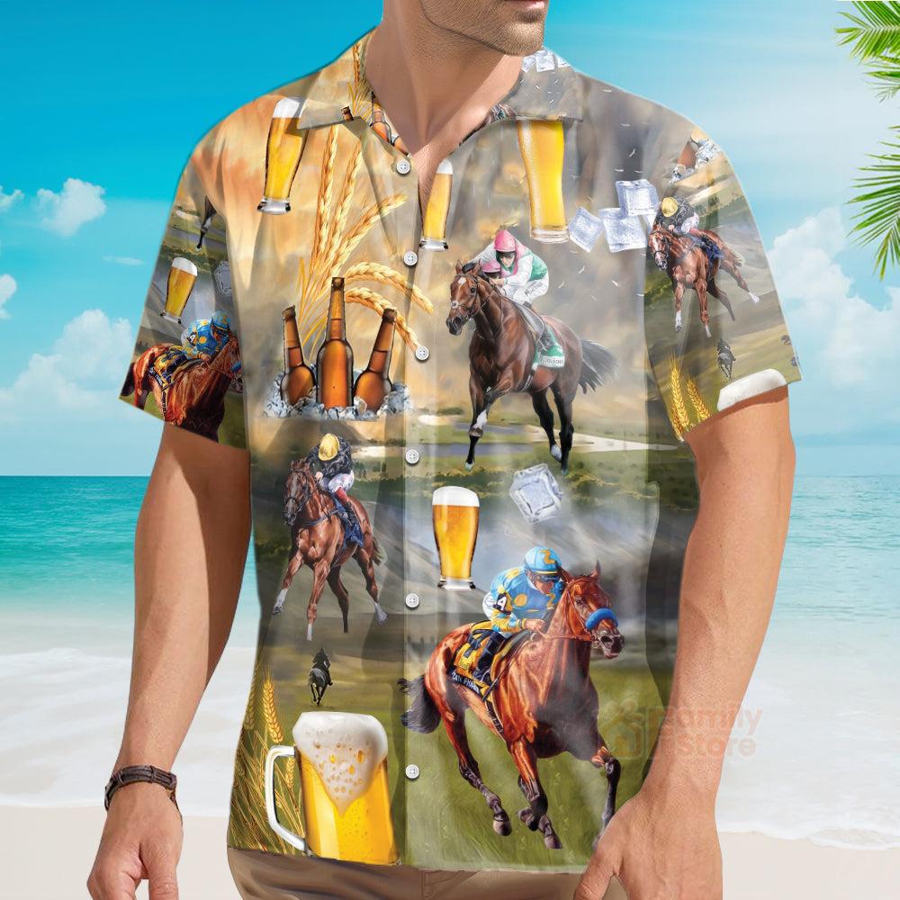 Kentucky Derby Horse Racing Beer Hawaiian Shirt