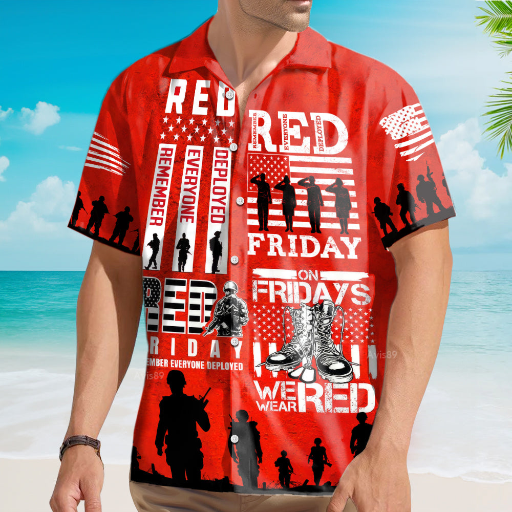 Shoe American Veterans On Friday We Wear Red Aloha - Hawaiian Shirt