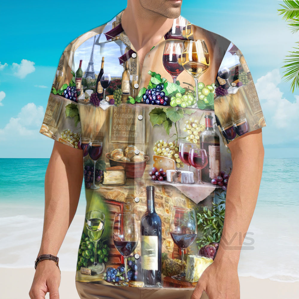 Wine Grape And Cheese Art - Gift For Men And Women - Hawaiian Shirt