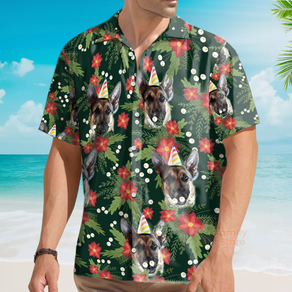 Custom Photo Dog Face Christmas Tropical  For Pet Lovers-Hawaiian Shirt PN302087Lb