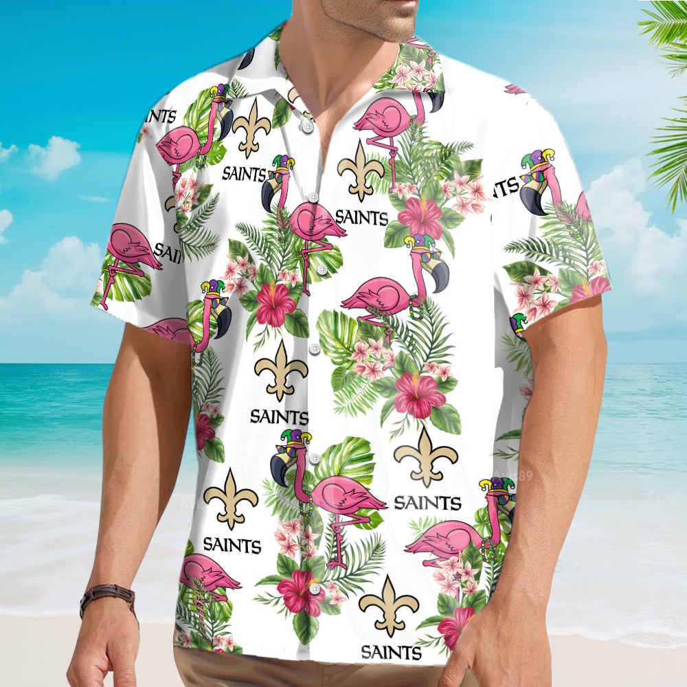 Happy Mardi Gras New Orleans Saints Floral - Hawaiian Shirt