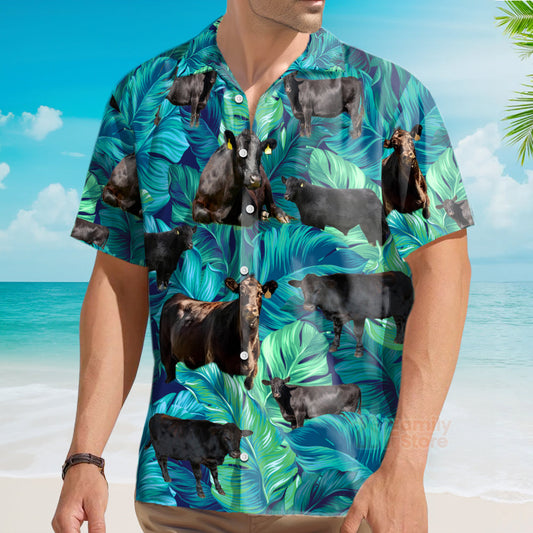 Black Angus Cattle Lovers Green Hawaiian Shirt For Men & Women