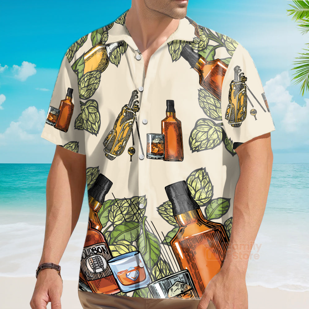 Funny Golf And Bourbon I Like Golf Print Hawaiian Shirt