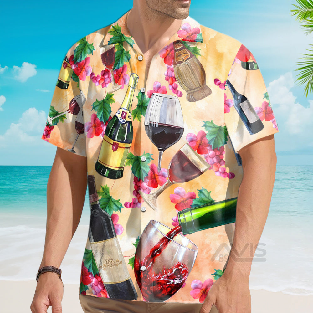 Wine Drinking Wine Colorful Style - Hawaiian Shirt