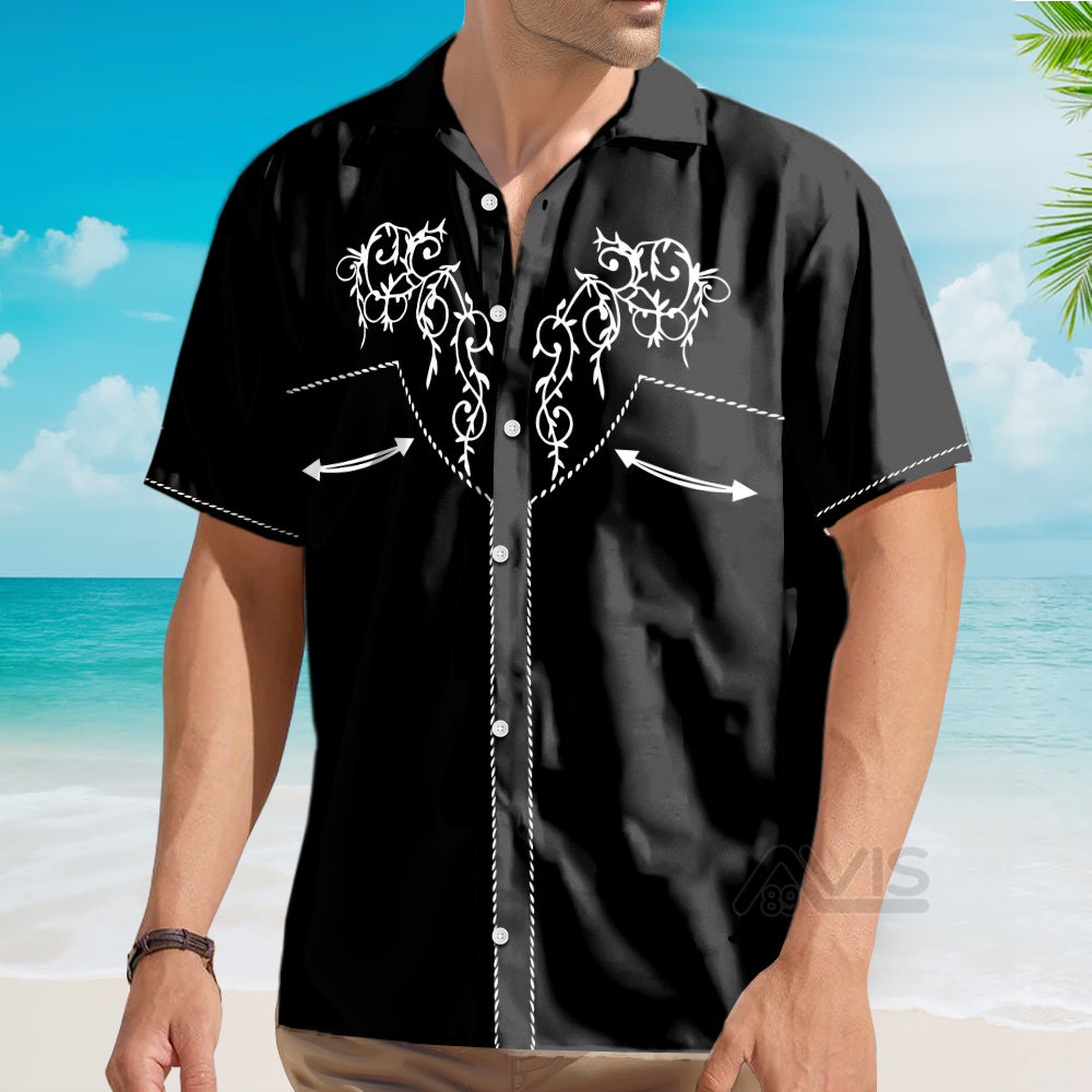 Cowboy Rodeo Texture Vintage Embroidered Texas Western Hawaiian Shirt
