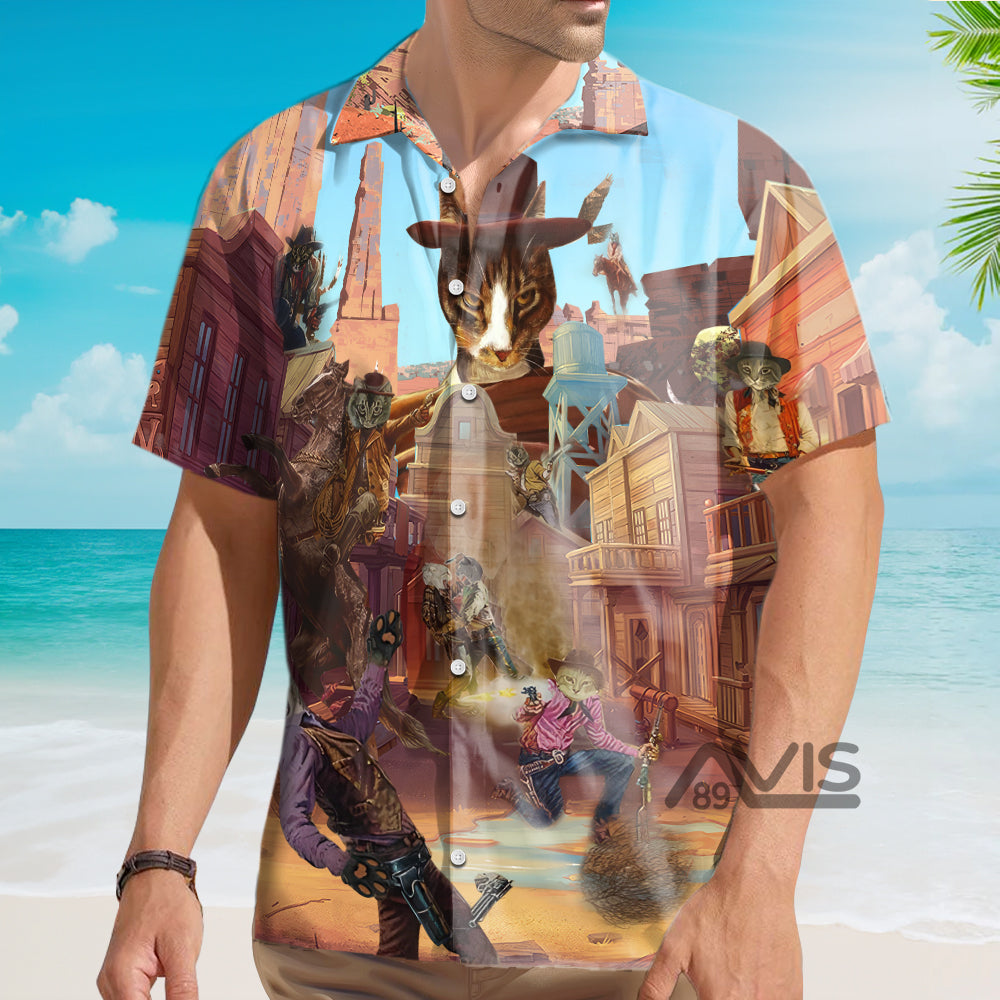 Cowboy Cats Love Life Vintage - Hawaiian Shirt