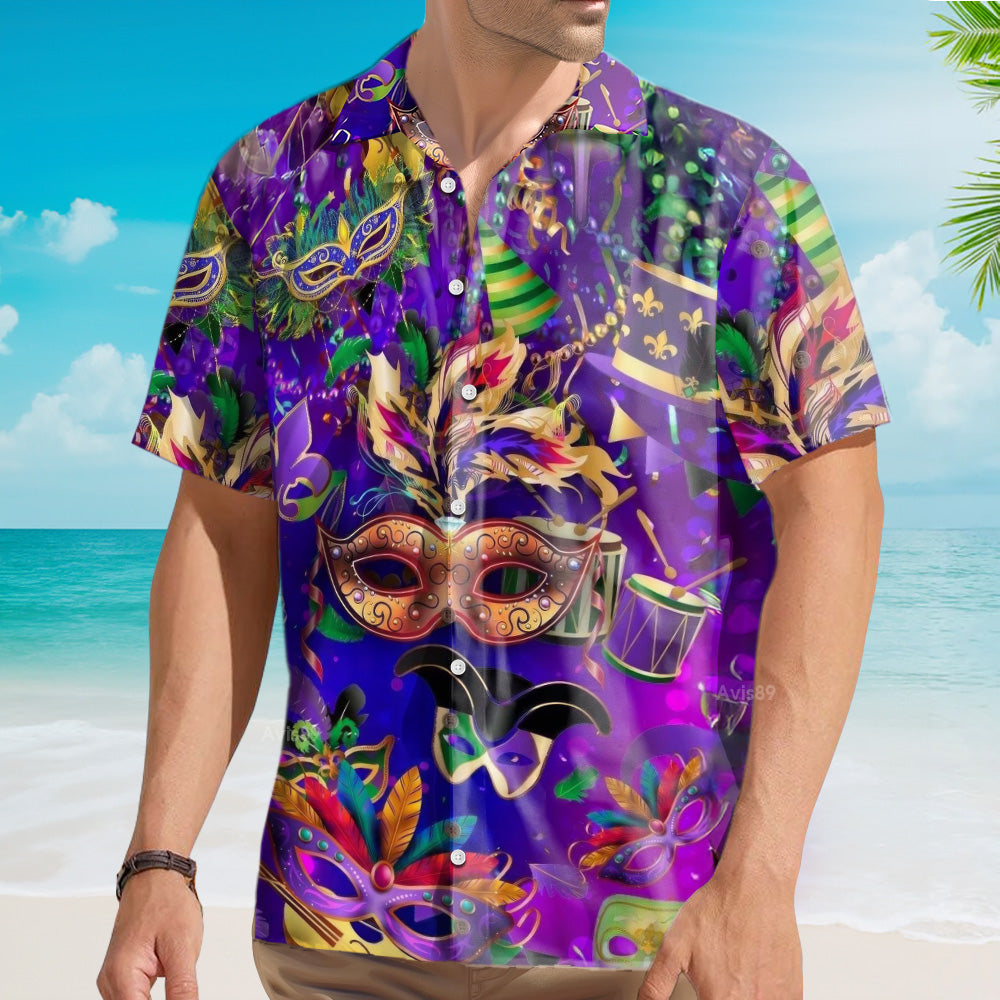Happy Mardi Gras Purple - Hawaiian Shirt
