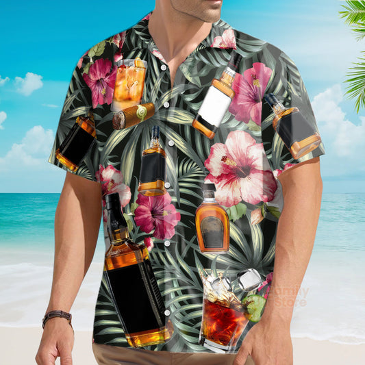 Wine Bourbon Tropical Leaf - Hawaiian Shirt