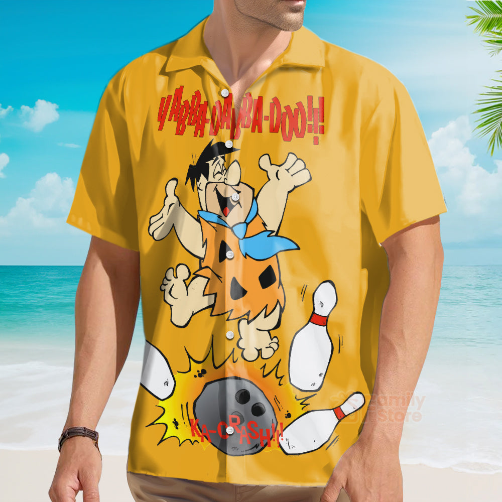 Fu Nostalgic Cartoon Men's Short Aloha Hawaiian Shirt