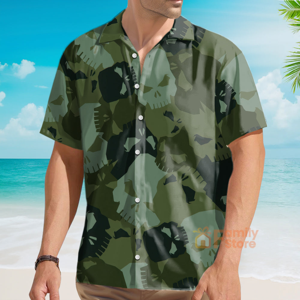 Camouflage Skull Pattern - Hawaiian Shirt
