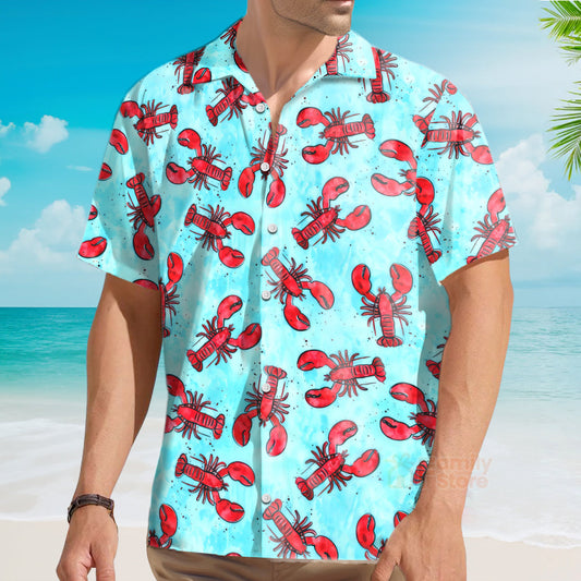 Red Lobster And Blue Ocean - Hawaiian Shirt