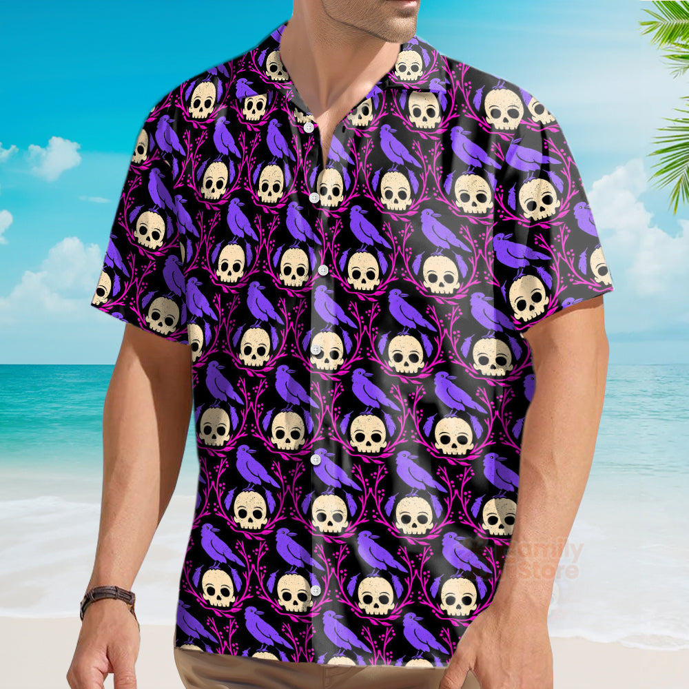Raven Skull Halloween Hawaiian Shirt For Men And Women
