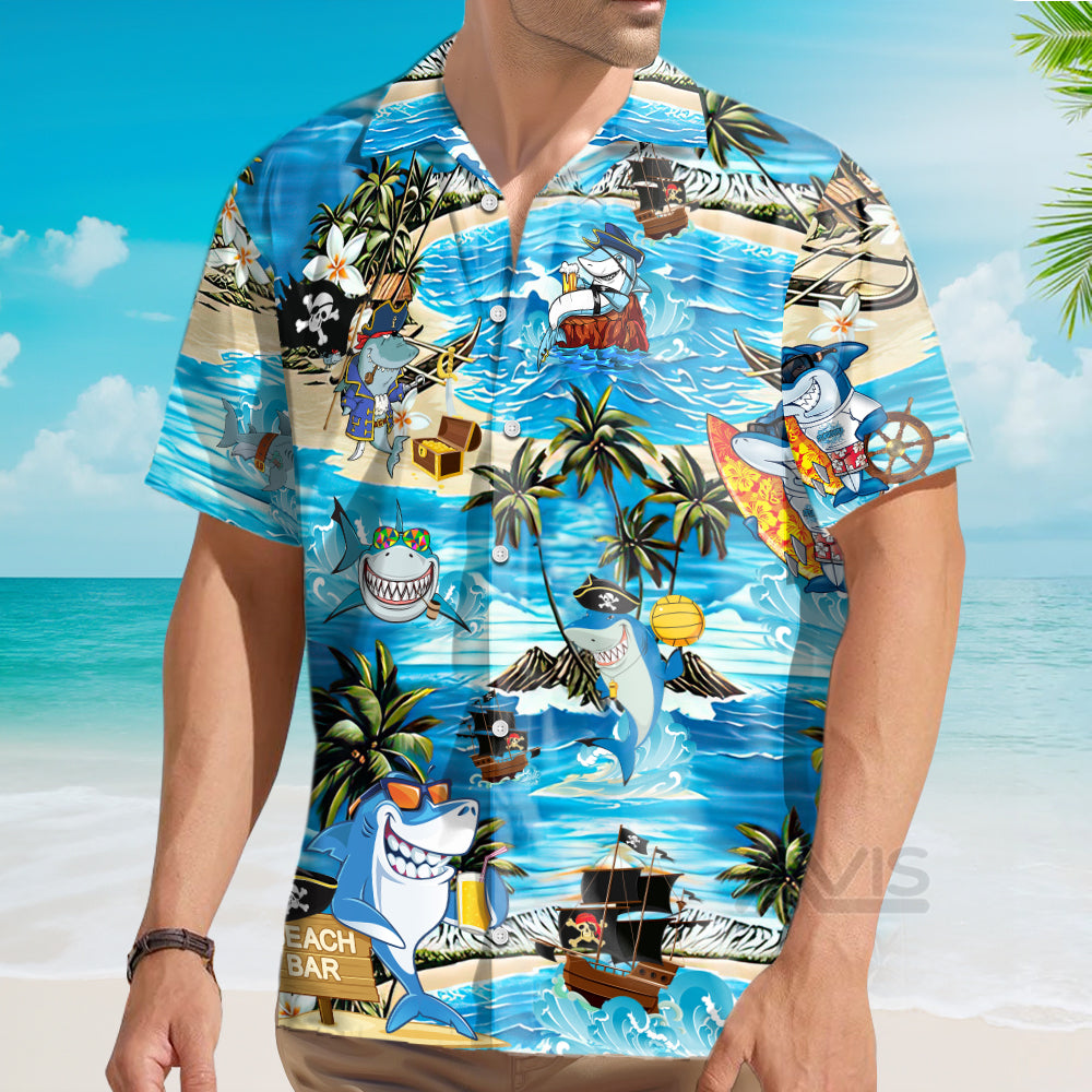 Shark Amazing Pirate Beach Bar - Hawaiian Shirt