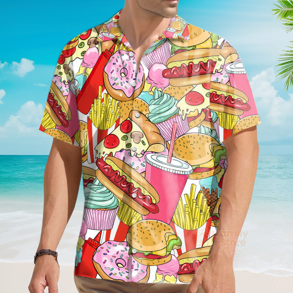 Food Junk Food Art Colorful Hawaiian Shirt