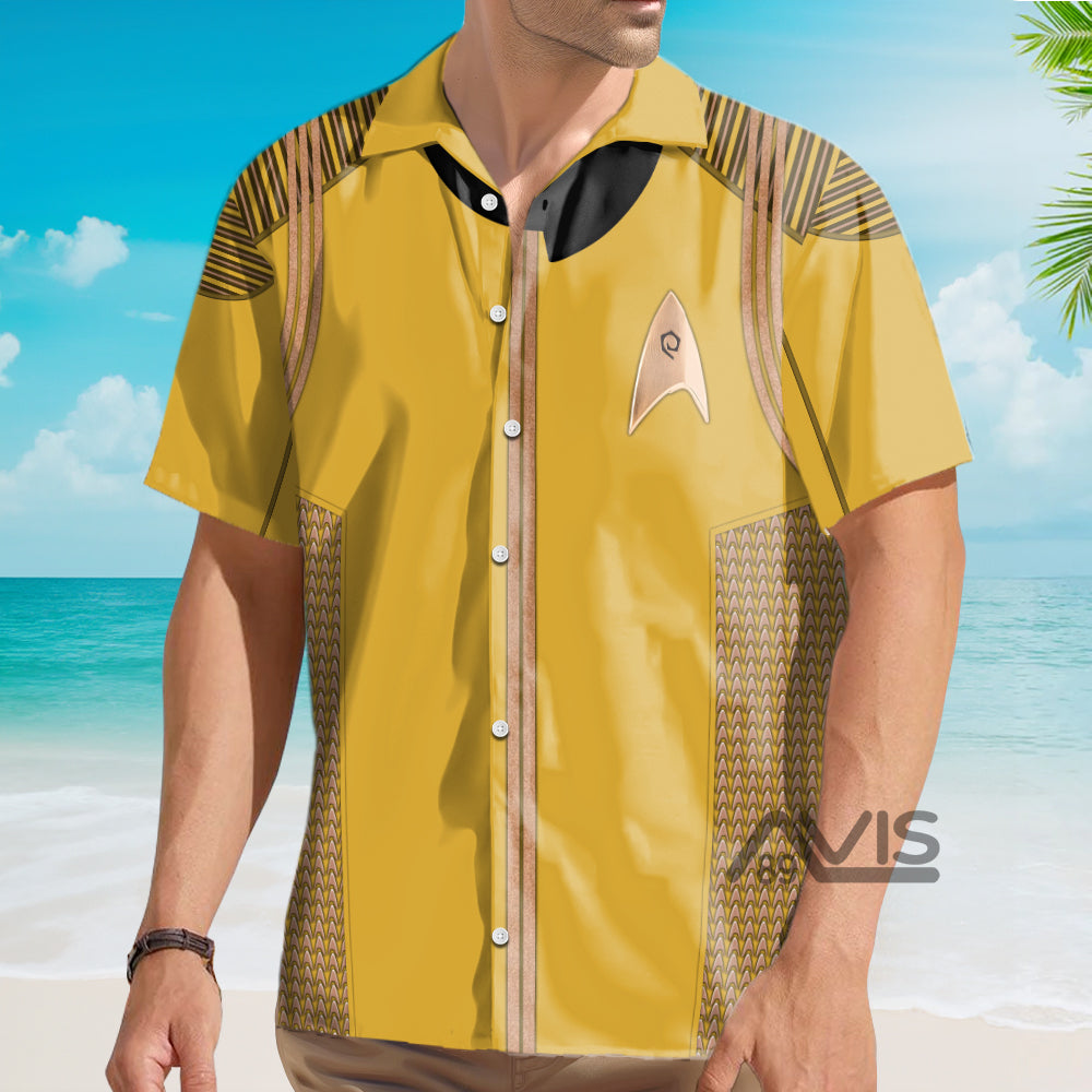 SaTr DIS Enterprise Uniform Command Captain Brown Cool Costume - Hawaiian Shirt