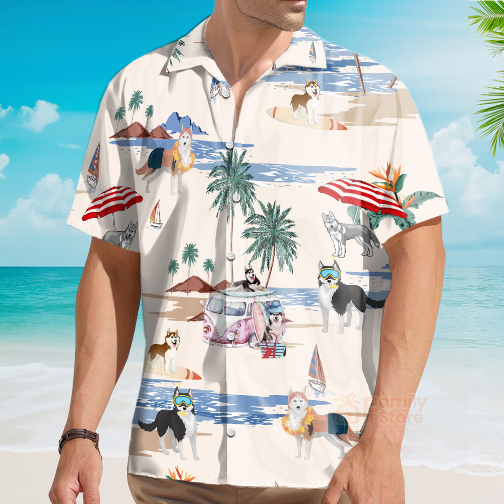 Husky Summer Beach Hawaiian Shirts For Men Women