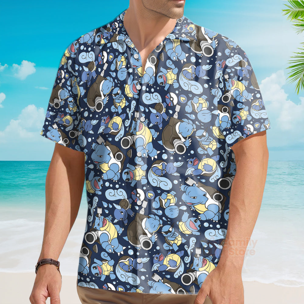 Blastoise Wartortle Squirtle PoMo Pattern Hawaiian Shirt