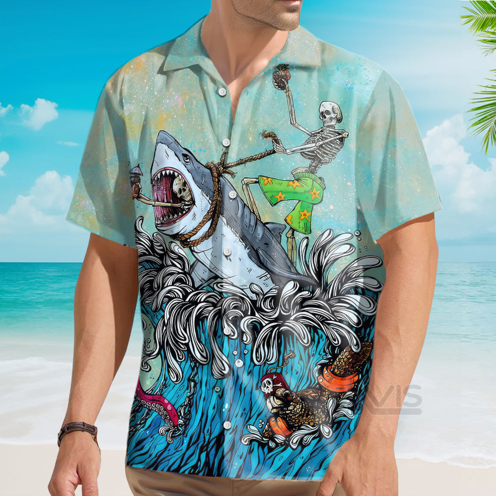 The Great Wave Off Kanagawa Shark - Hawaiian Shirt