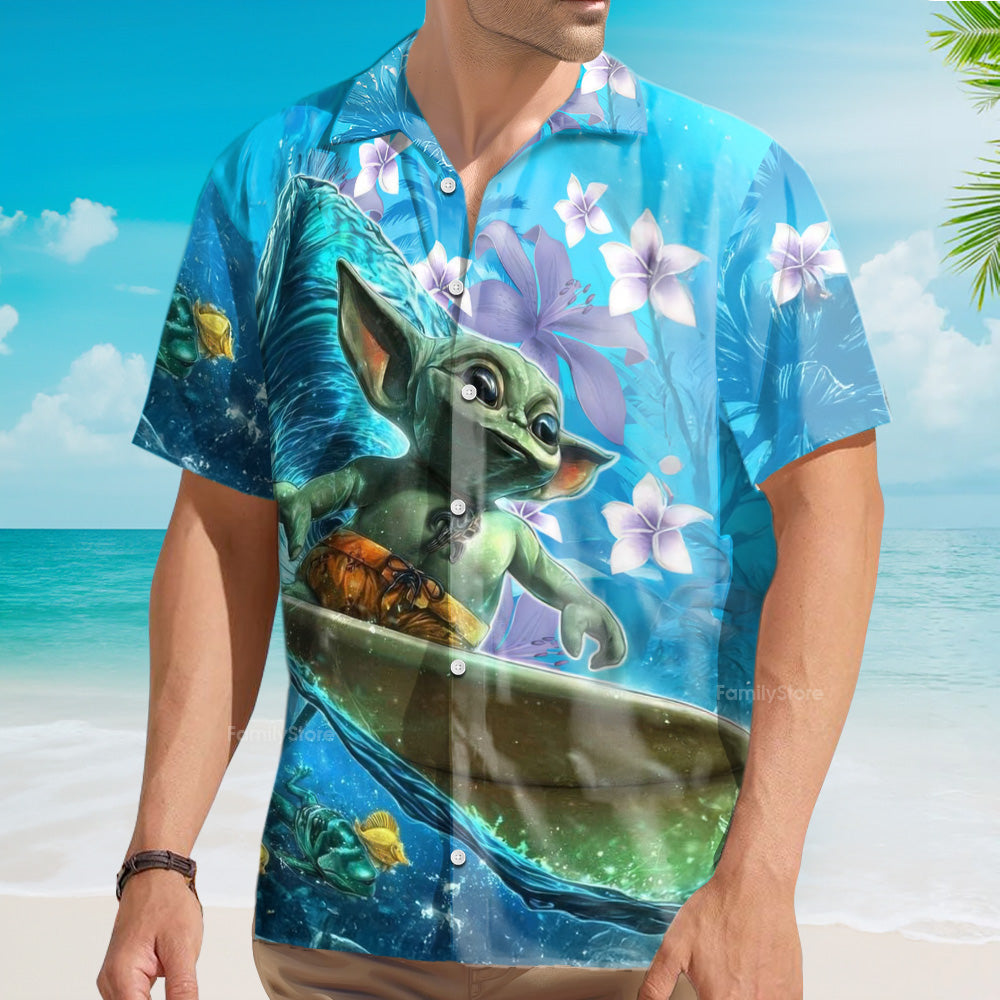 Starwars Baby Yoda Surfing - Hawaiian Shirt For Men, Women, Kids