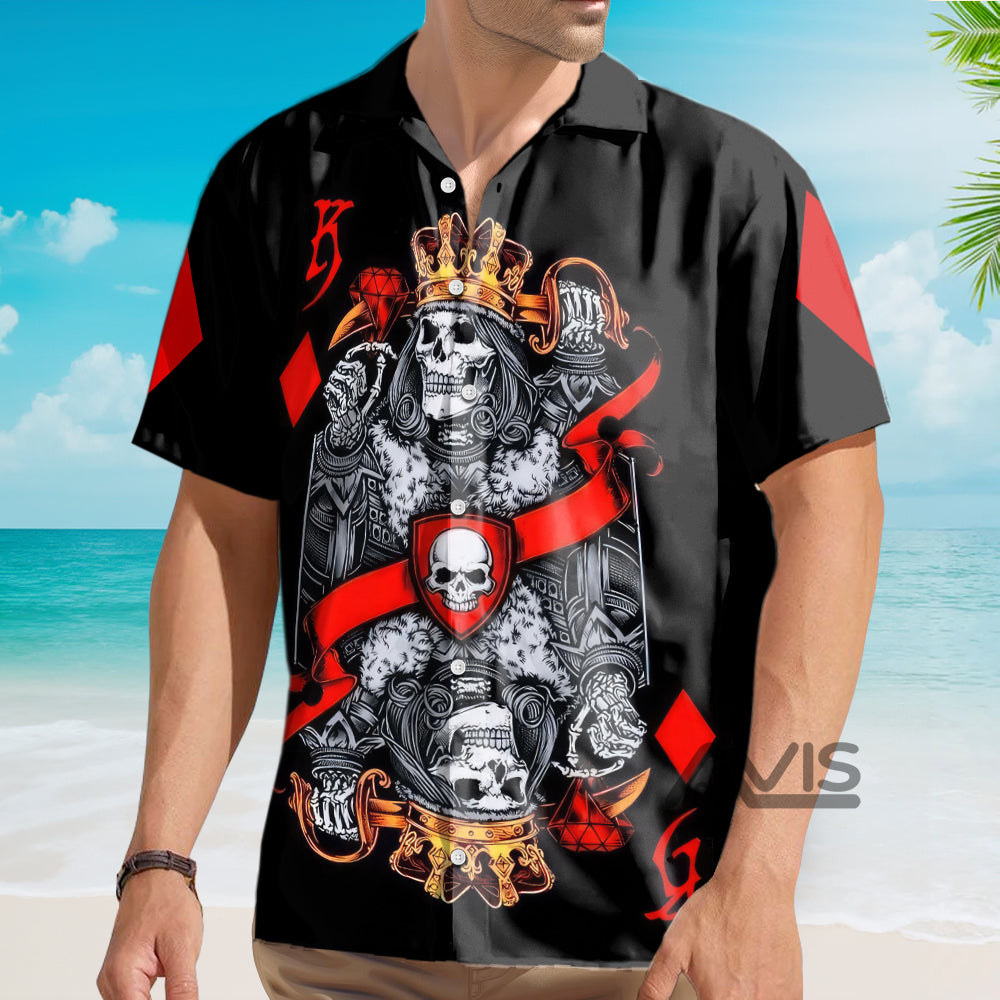 Skull Playing Card King Of Skull - Hawaiian Shirt
