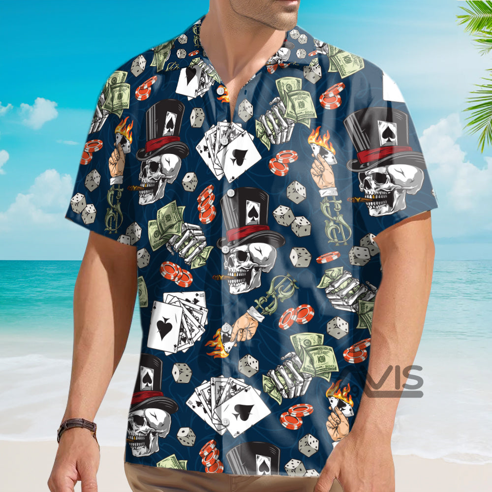 Lucky Dice Spades Gambling Skull - Hawaiian Shirt