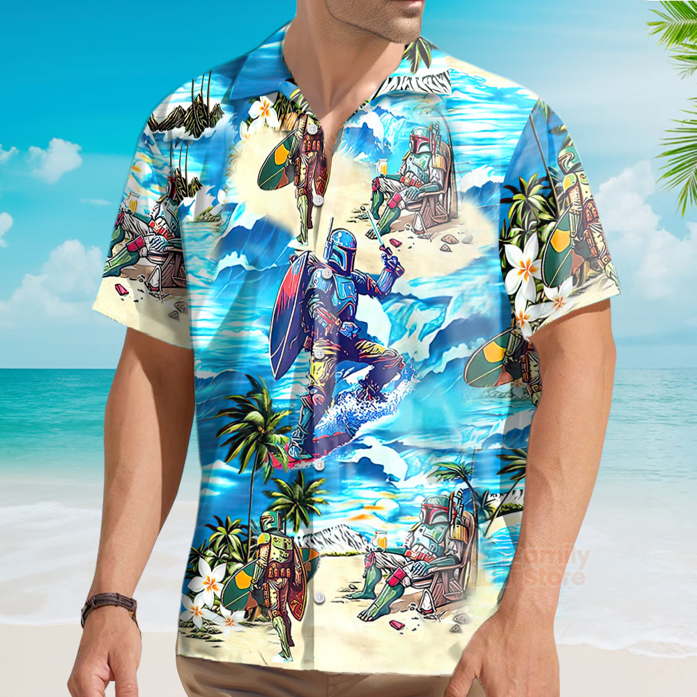 Boba Fett Stwa Surfing - Hawaiian Shirt For Men, Women, Kids