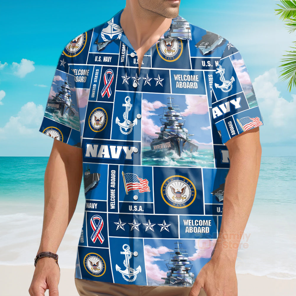 Veteran Soldier US Navy Welcome To Aboard Hawaiian Shirt