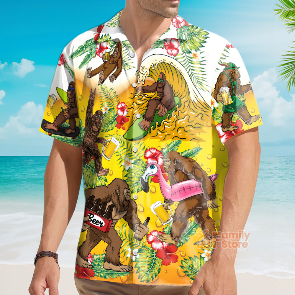 Funny Bigfoot Stole My Beer Lover Beer Tropical Style - Hawaiian Shirt