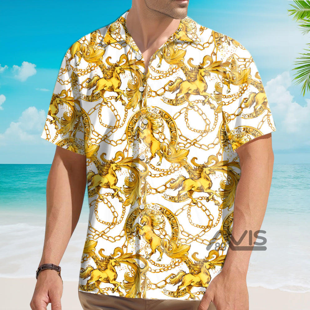Kentucky Derby Golden Horses - Hawaiian Shirt