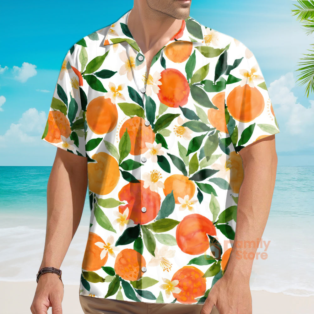 Tropical Fruit Orange Pattern - Hawaiian Shirt