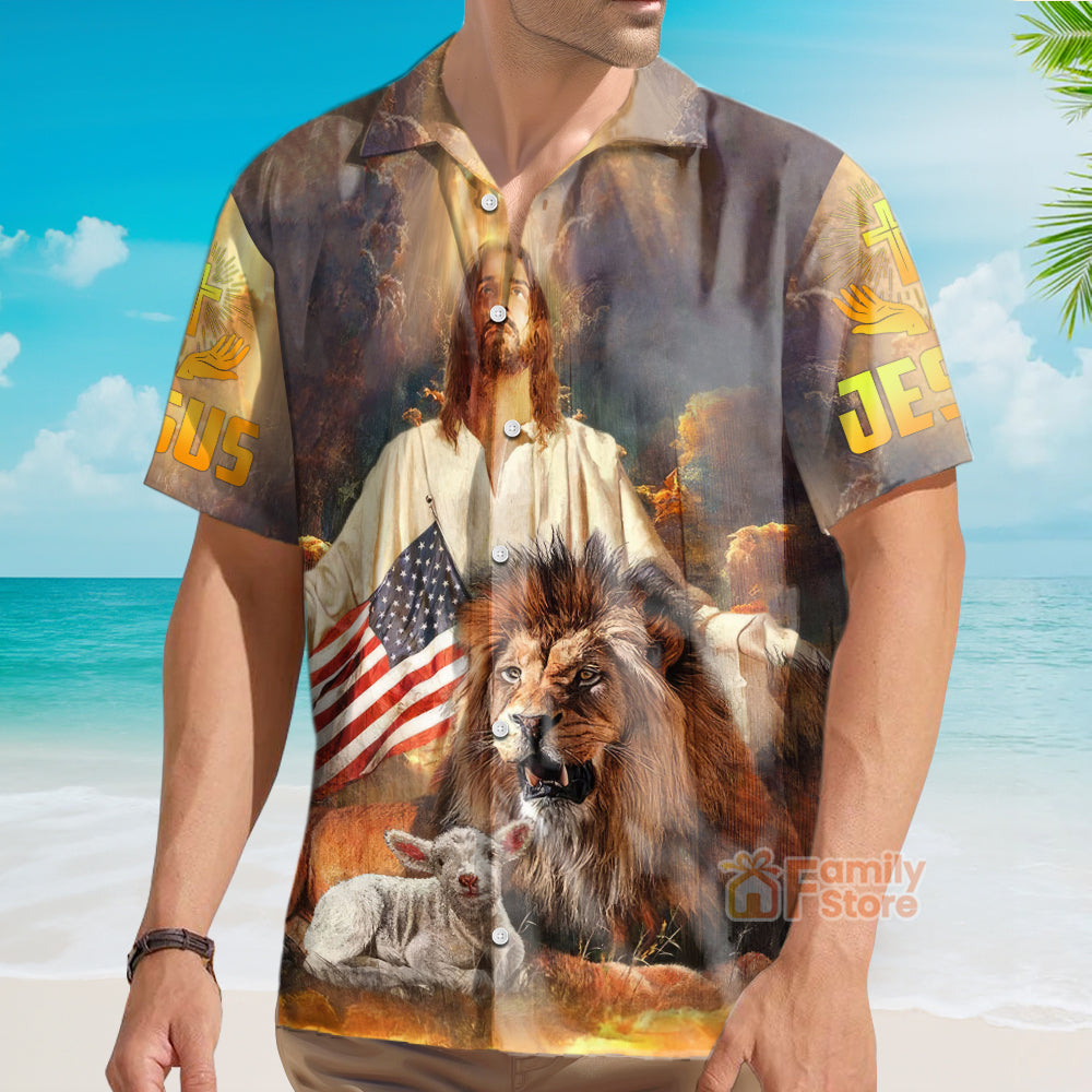 Jesus God With Lion And Goat - Hawaiian Shirt