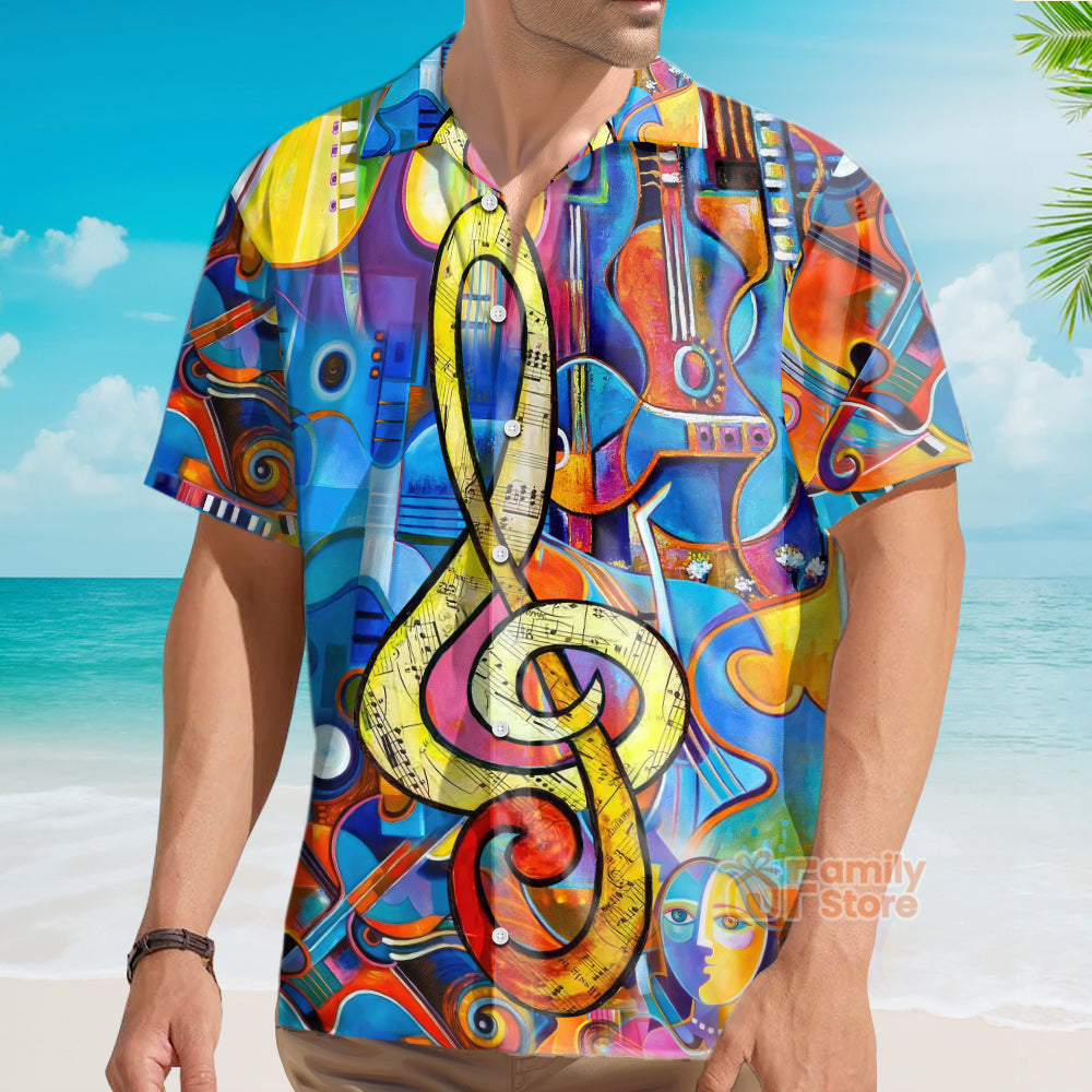 Music Note Guitar - Hawaiian Shirt