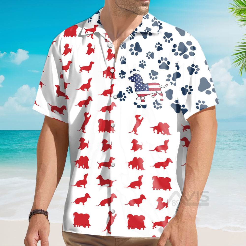 Dachshund American Flag Hawaiian Shirt
