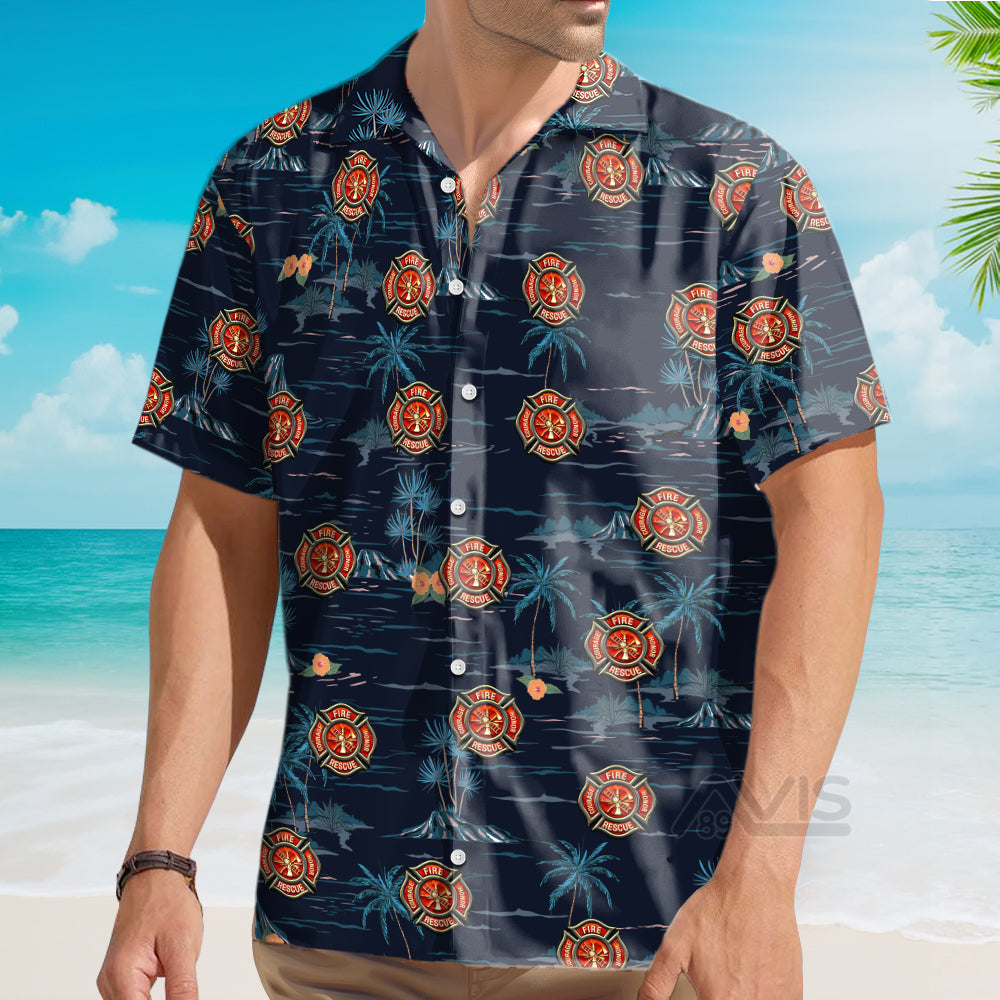 All Gave Some Some Gave All Firefighter Tropical Navy - Hawaiian Shirt