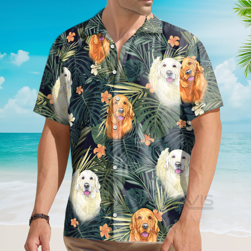 Golden Retriever Tropical Plant - Gift For Dog Lovers - Hawaiian Shirt
