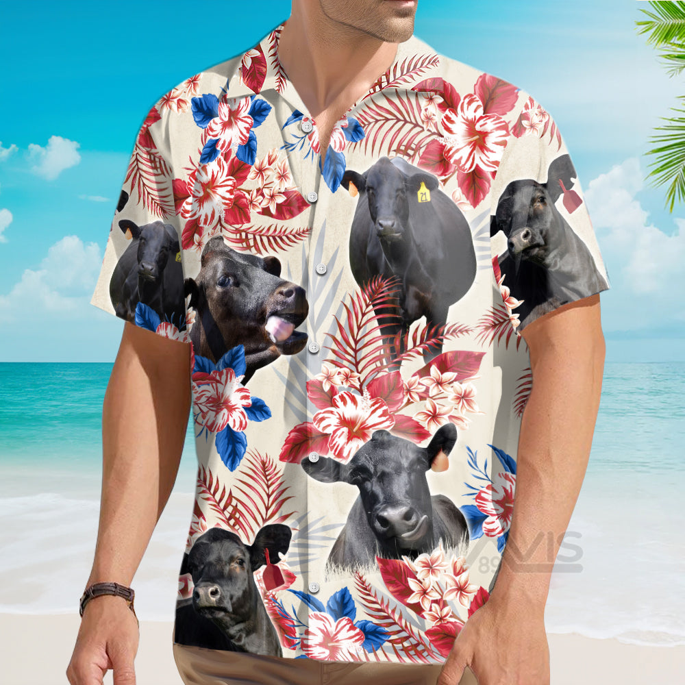 Unique Black Angus Happiness US Flag - Hawaiian Shirt